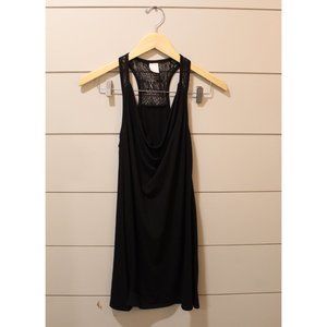Black Lace Swooped Neck Razor Back Dress